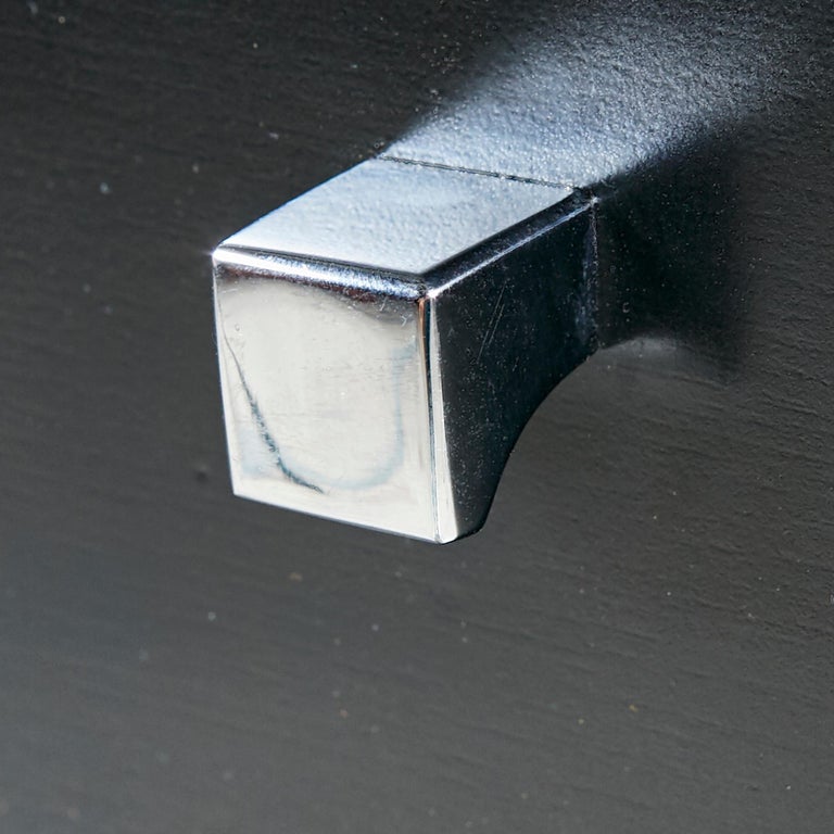 Black Painted and Chrome Credenza at 1stDibs