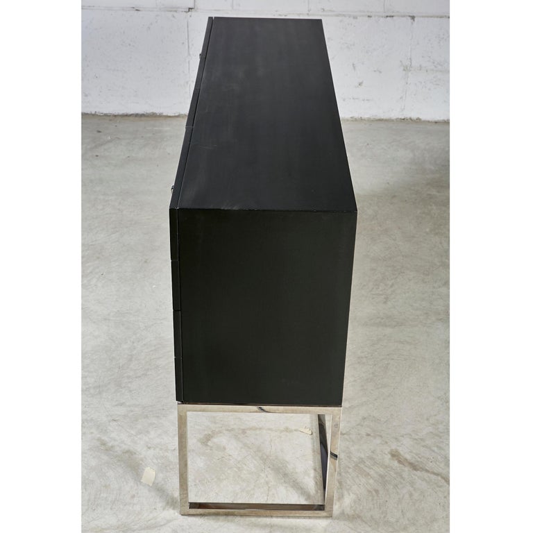 Black Painted and Chrome Credenza at 1stDibs