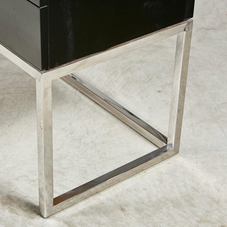 Black Painted and Chrome Credenza at 1stDibs
