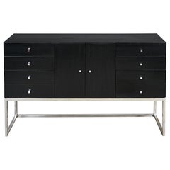 Black Painted and Chrome Credenza
