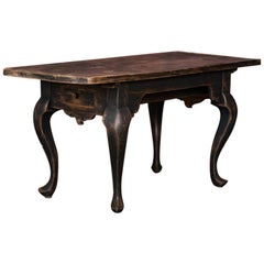 Black Painted Antique Swedish Oak Library Table