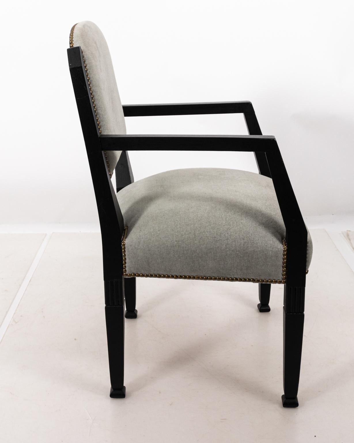 Black Painted Art Deco Accent Armchair, circa 1930s In Good Condition In Stamford, CT
