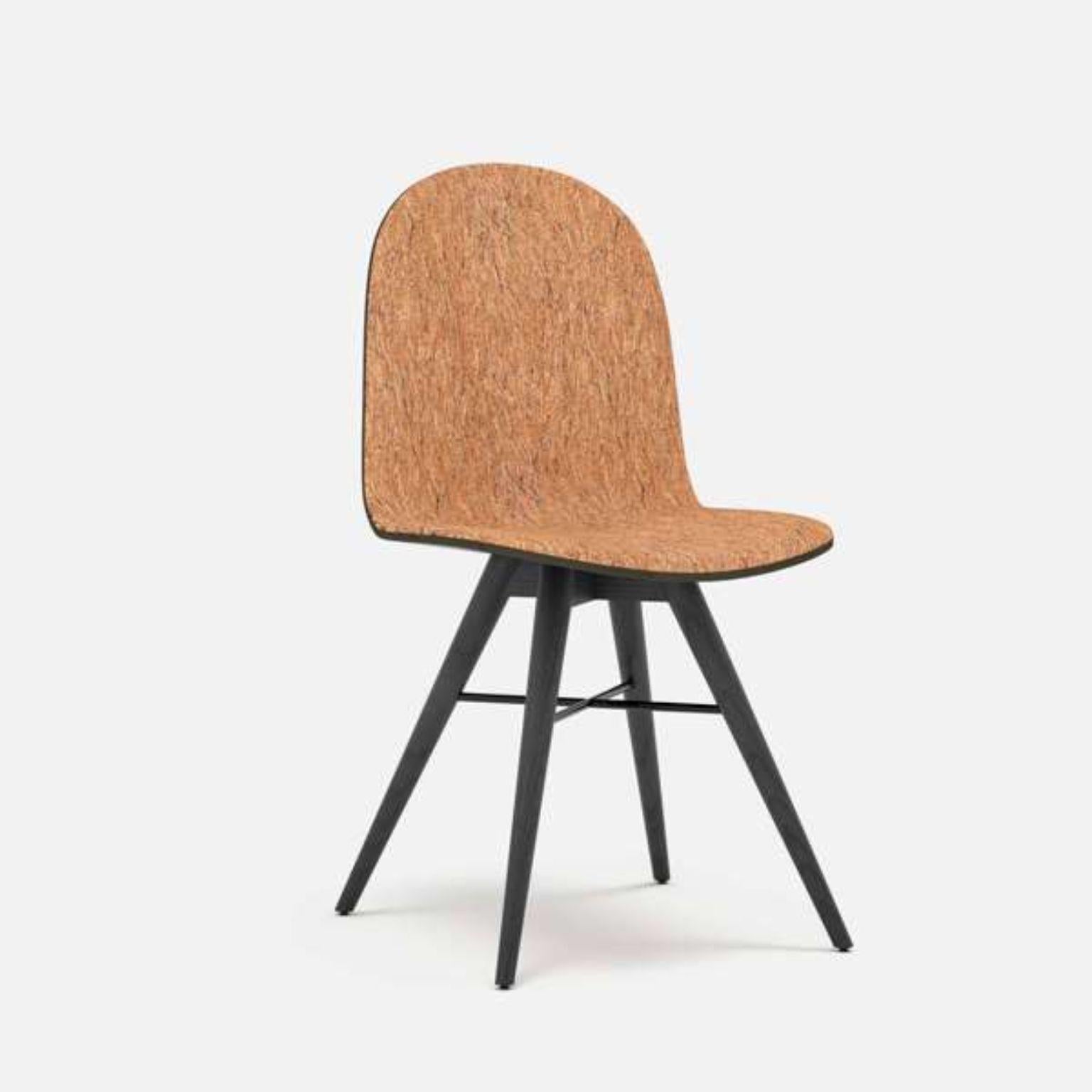 Black painted ash and corkfabric contemporary chair by Alexandre Caldas
Dimensions: W 40 x D 40 x H 80 cm
Materials: Painted ash solid wood, corkabric

Structure available in beech, ash, oak, mix wood
Seat available in fabric, leather,