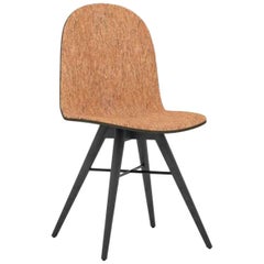 Black Painted Ash and Corkfabric Contemporary Chair by Alexandre Caldas
