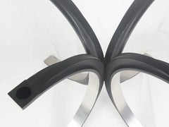 Black painted cast aluminum base for T69 table by Tecno