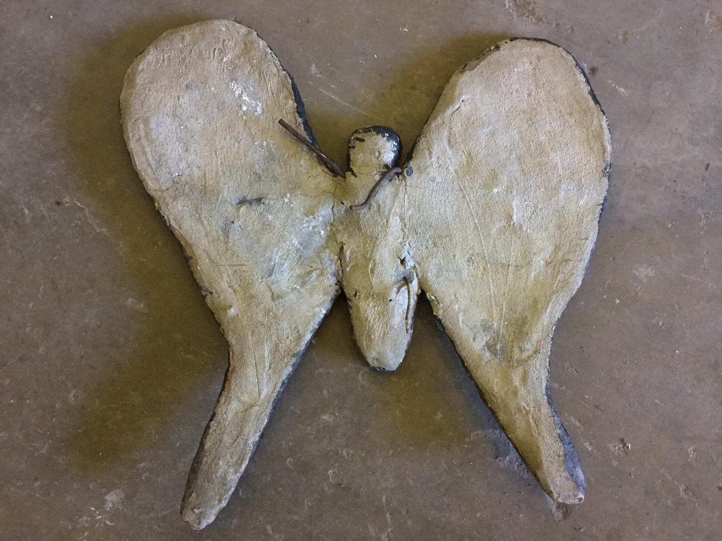 Black Painted Cement Butterfly Garden Ornament For Sale 6