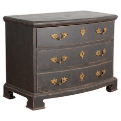 Black Painted Chest of Three Drawers, Sweden circa 1800-20