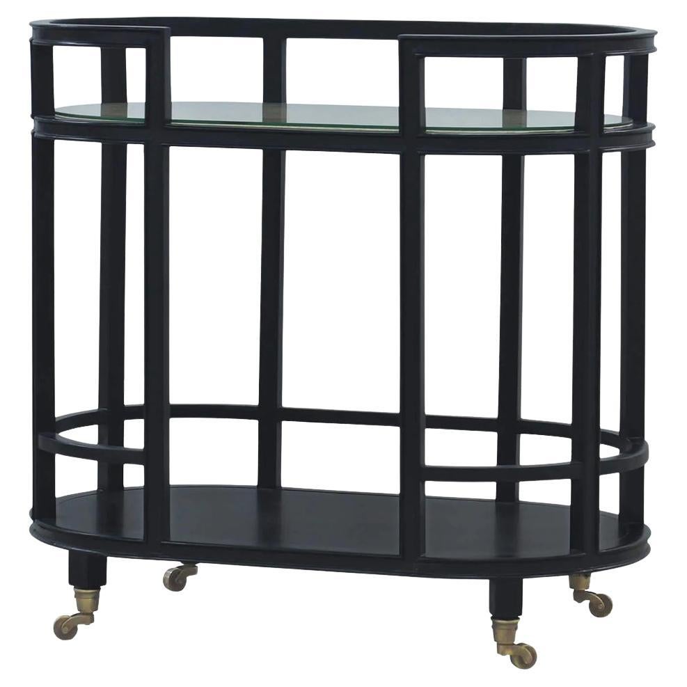 Black Painted Coastal Style Bar Cart