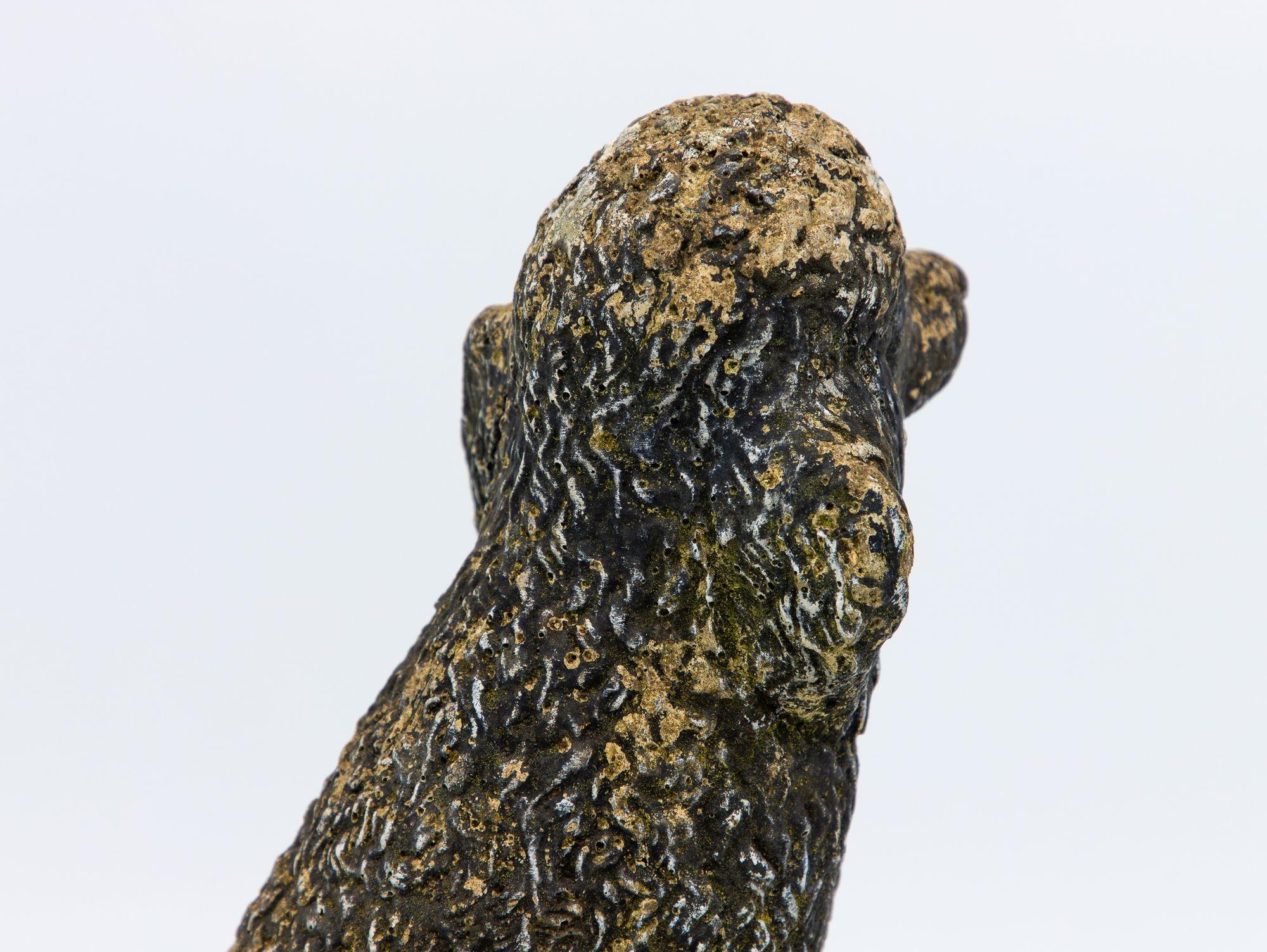 Black Painted Concrete Dog Poodle Garden Ornament, France 20th Century 1