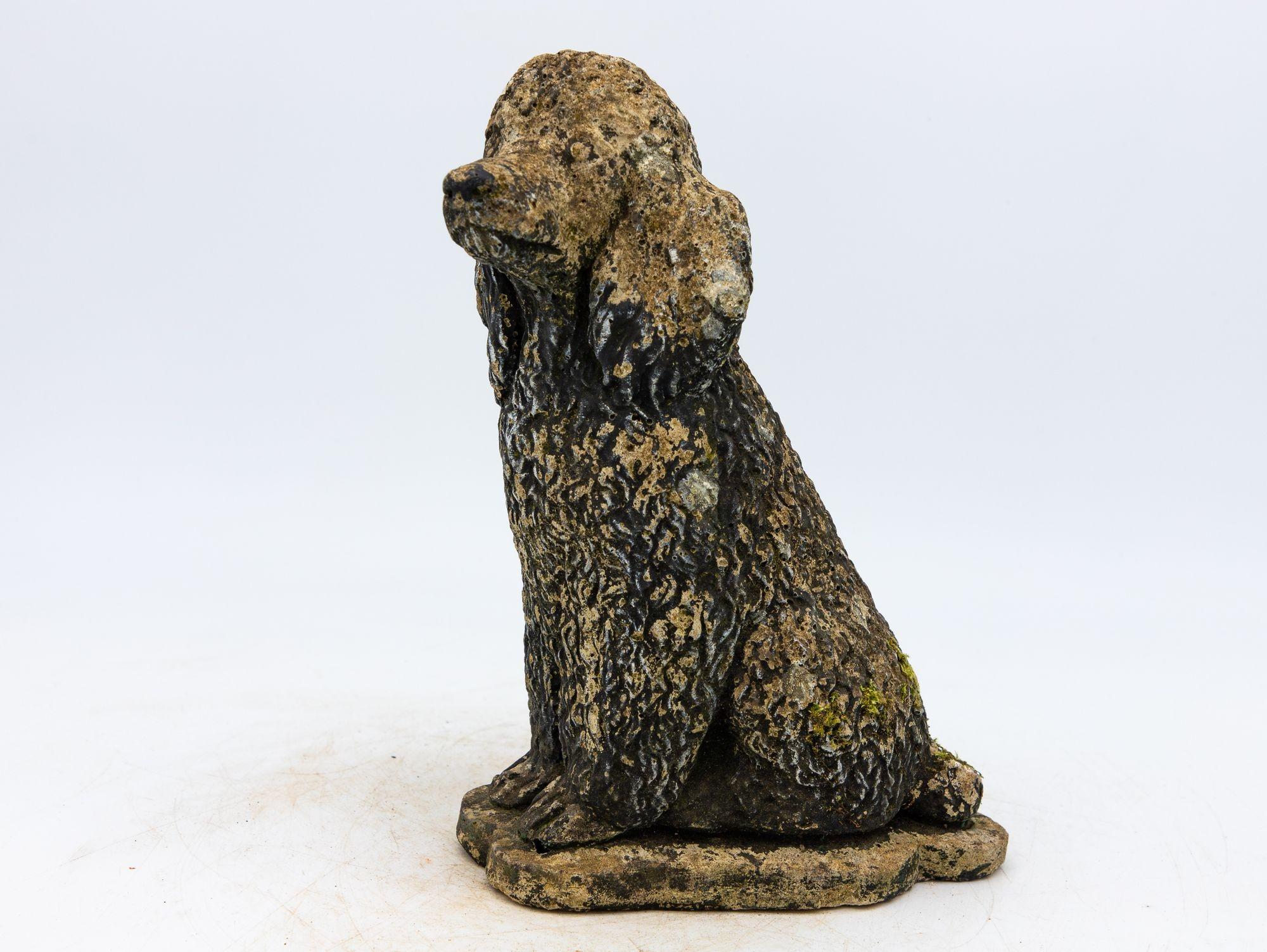 Black Painted Concrete Dog Poodle Garden Ornament, France 20th Century 4