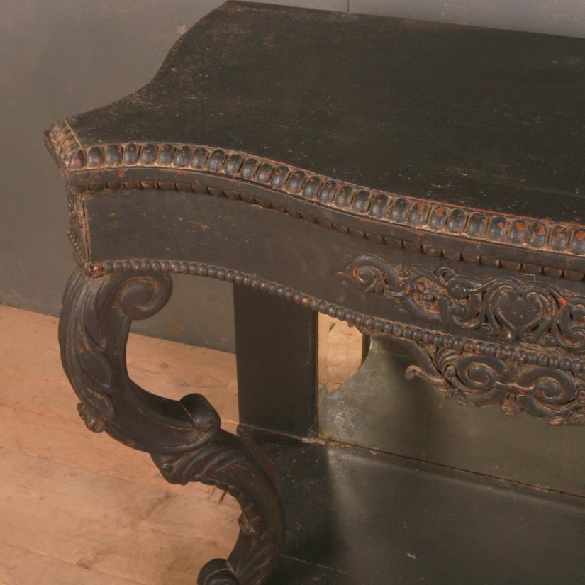19th Century Black Painted Console Table