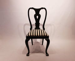 Chaise de salle à manger de style rococo peinte en noir des années 1860