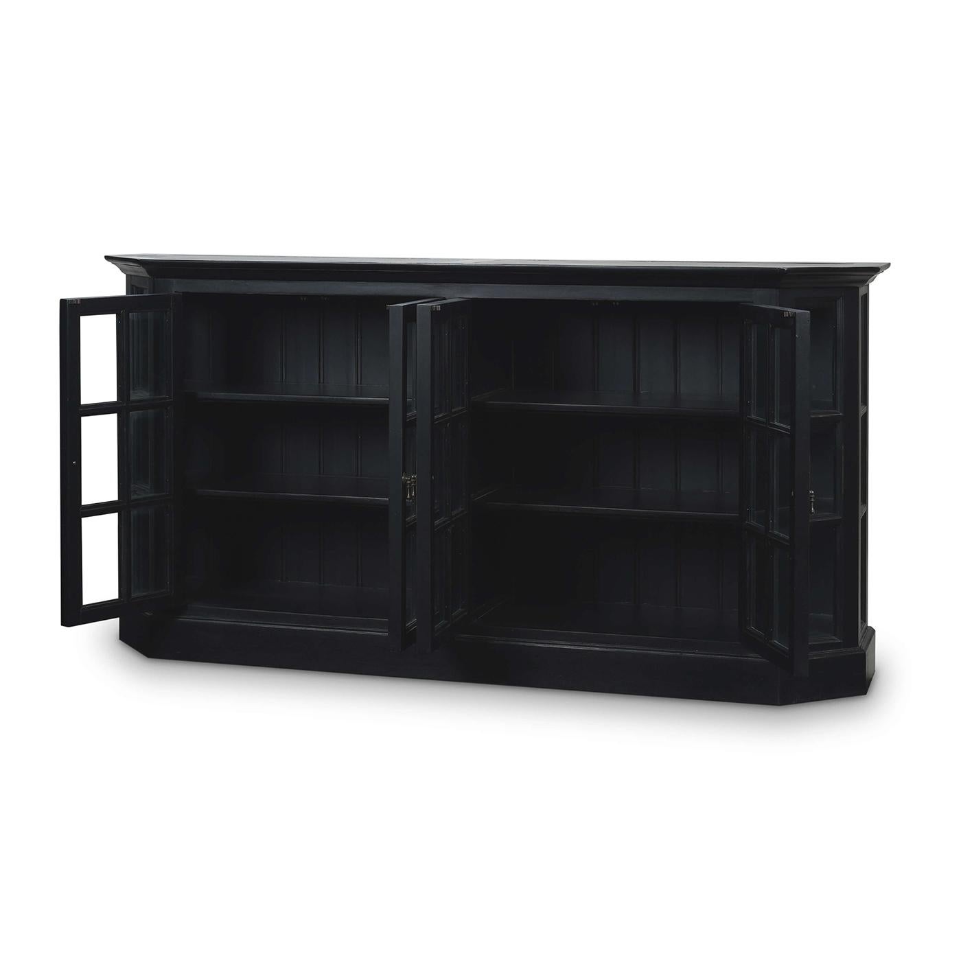 Country Black Painted Display Cabinet For Sale