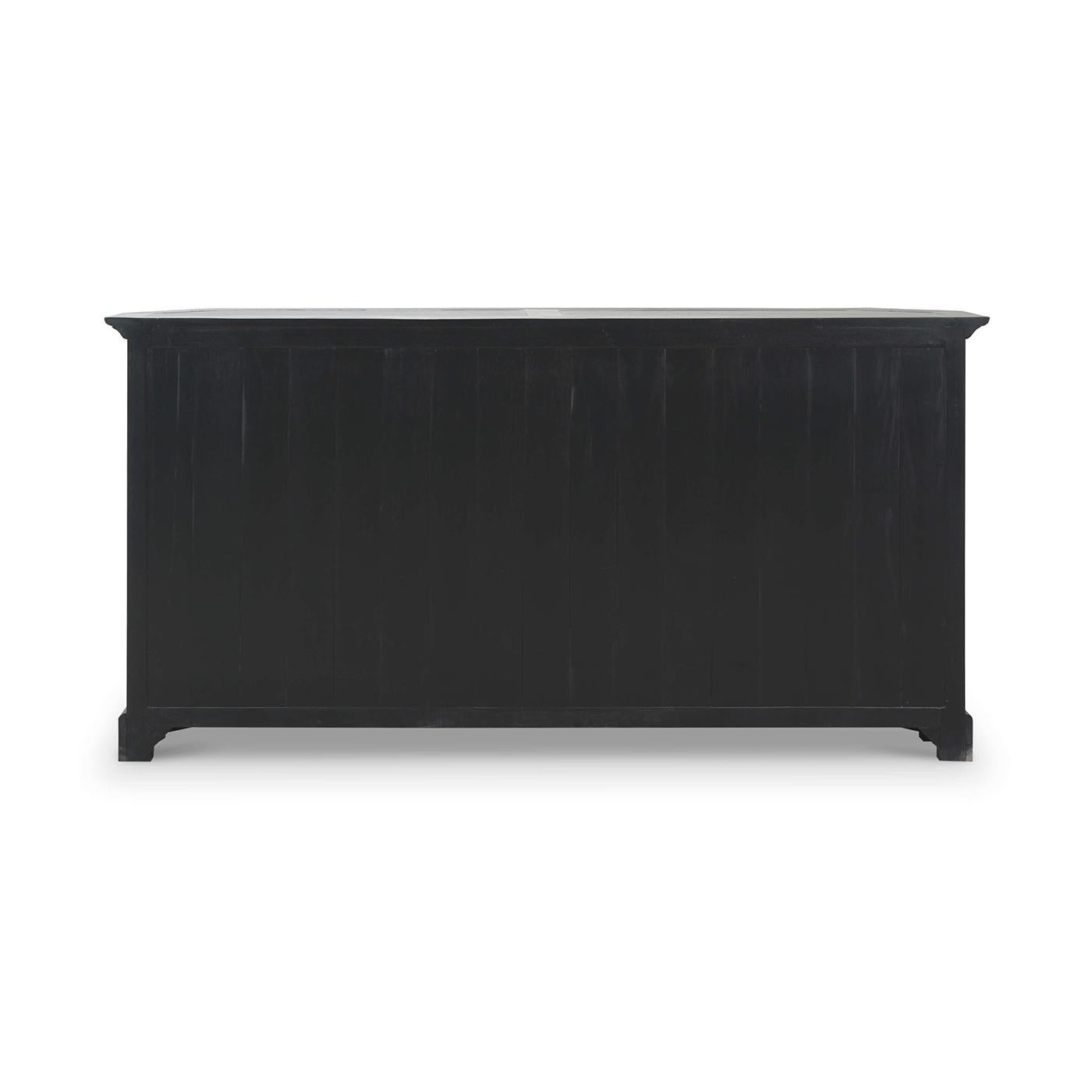 Asian Black Painted Display Cabinet For Sale
