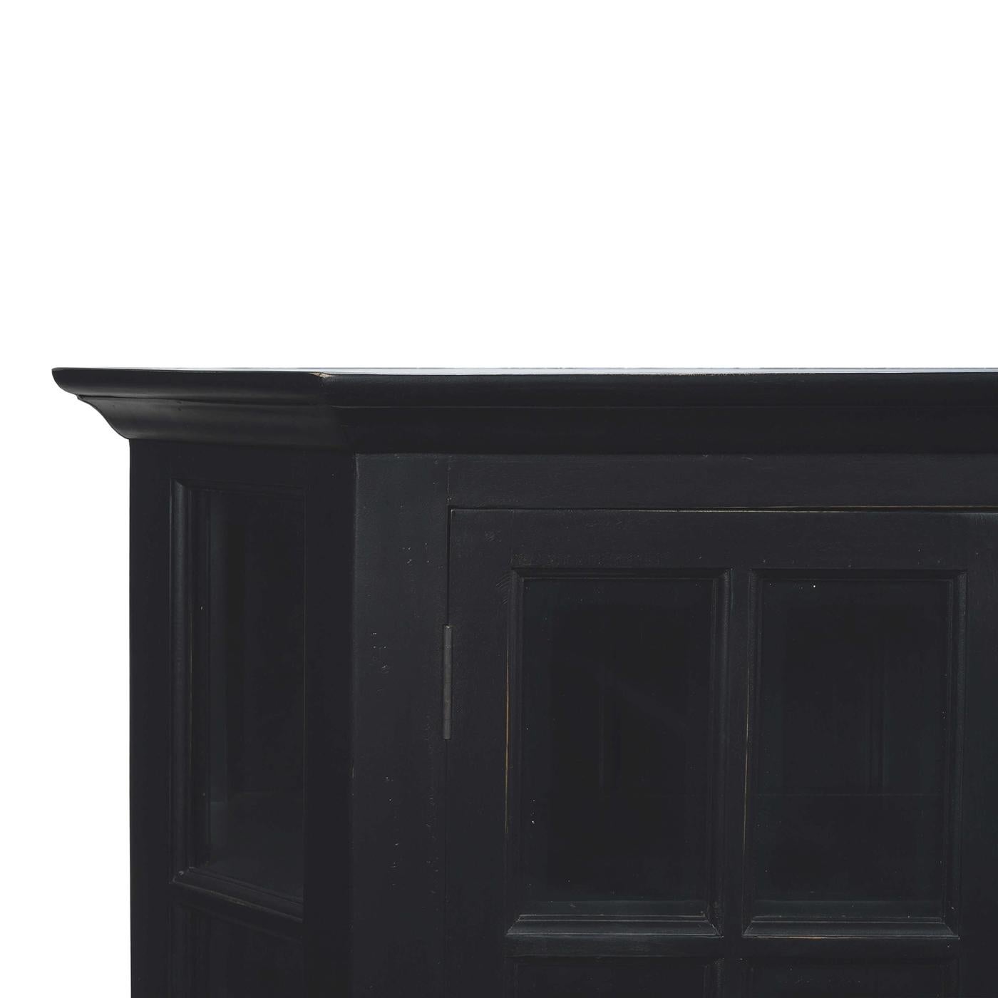 Glass Black Painted Display Cabinet For Sale