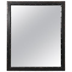 Black Painted Distressed Faux Bamboo Mirror