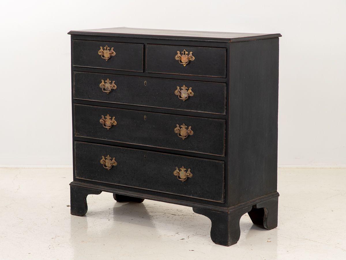 English Black Painted Dresser with Ogee Feet