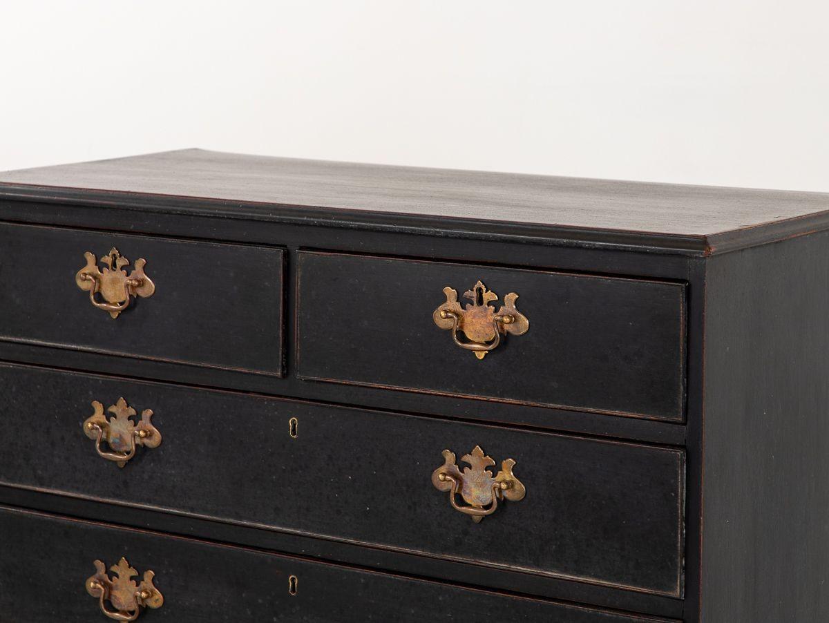 19th Century Black Painted Dresser with Ogee Feet