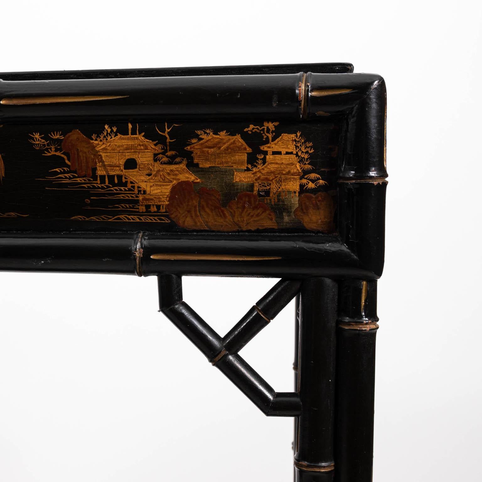 Black Painted Faux Bamboo Hollywood Regency Style Console 5
