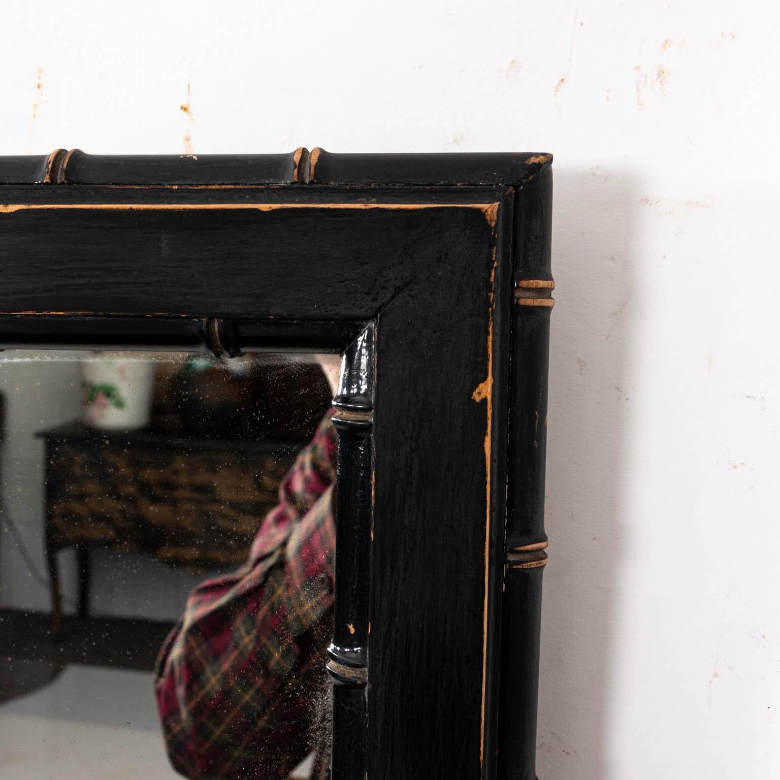 American Black Painted Faux Bamboo Mirror