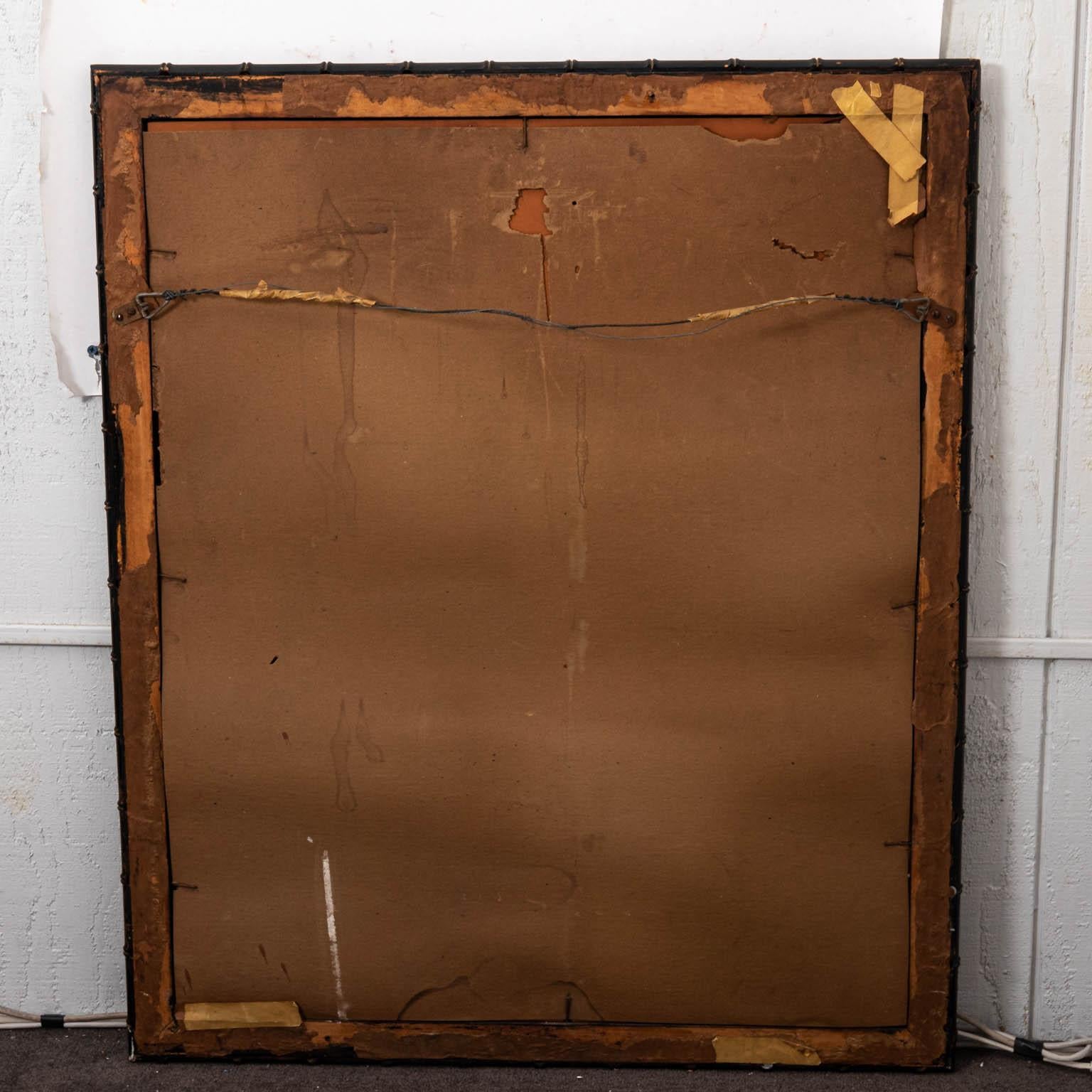 Black Painted Faux Bamboo Mirror 1