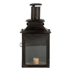 Antique Black Painted French Tole Wall Lantern