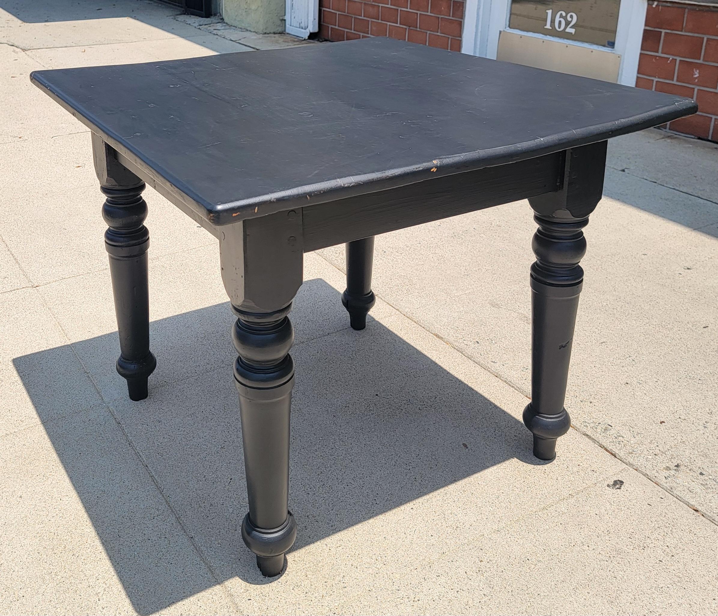 20th Century Black Painted Gaming  Table & Chairs- 3pcs. For Sale