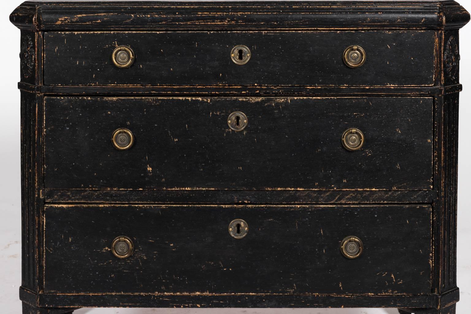 Black Painted Gustavian Dresser For Sale 11