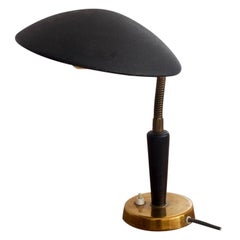 Black Painted Metal and Brass Table Lamp by Nordiska Kompaniet