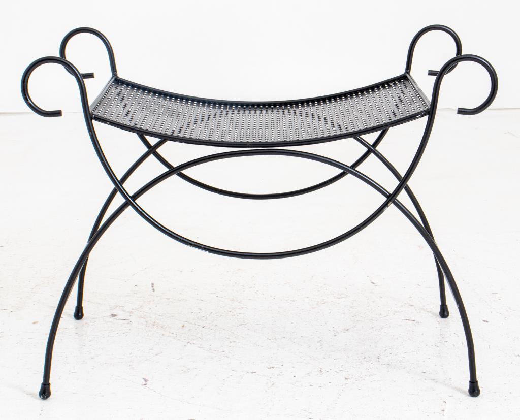 Mid-Century Modern Black Painted Metal Bench For Sale