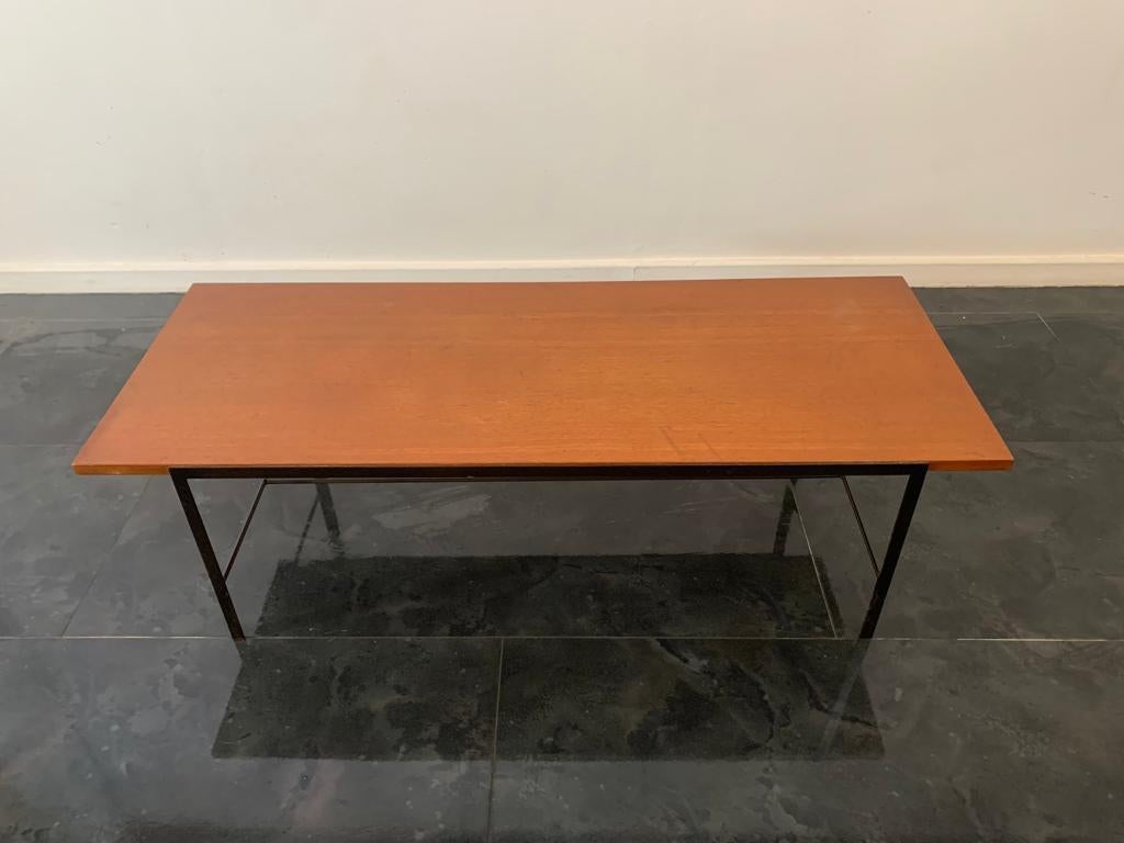 Black Painted Metal Coffee Table with Teak Top from Isa Bergamo, 1960s For Sale 4