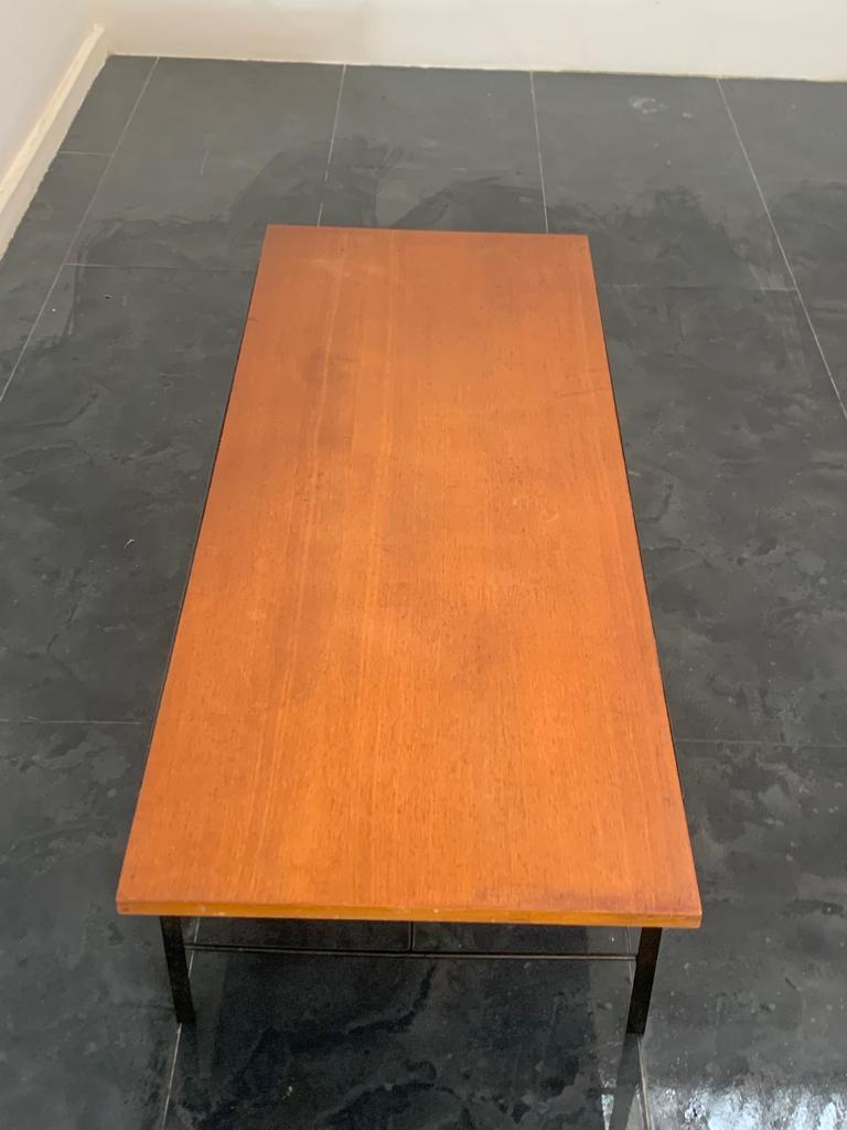 Black Painted Metal Coffee Table with Teak Top from Isa Bergamo, 1960s For Sale 5