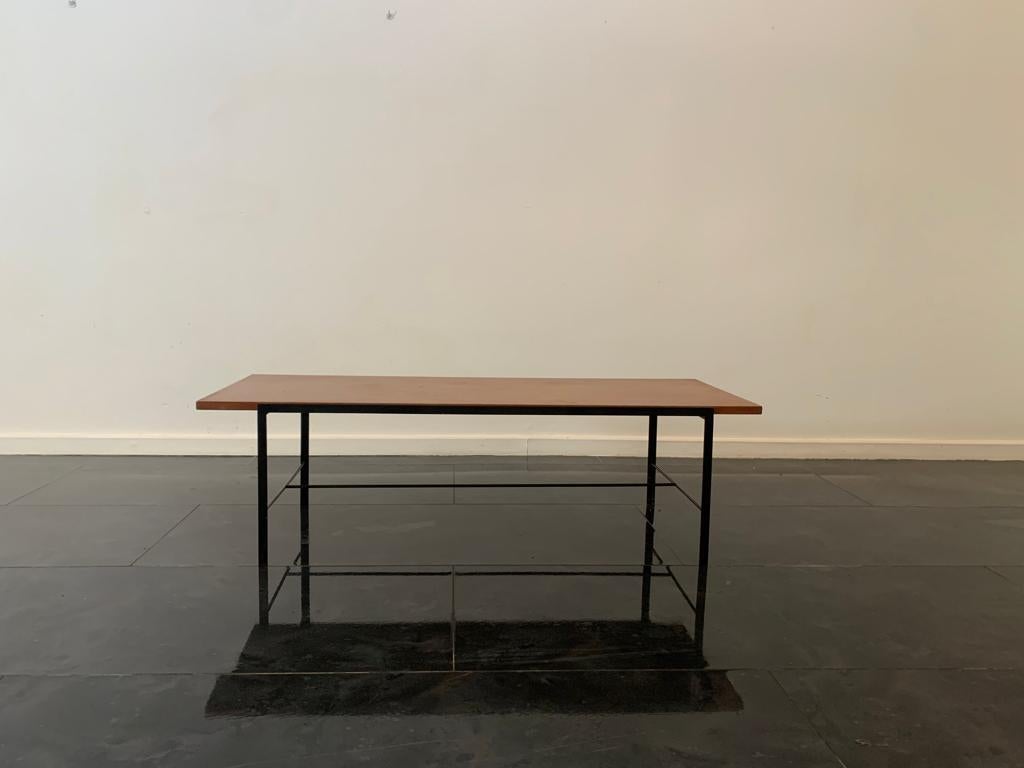 Black Painted Metal Coffee Table with Teak Top from Isa Bergamo, 1960s For Sale 7