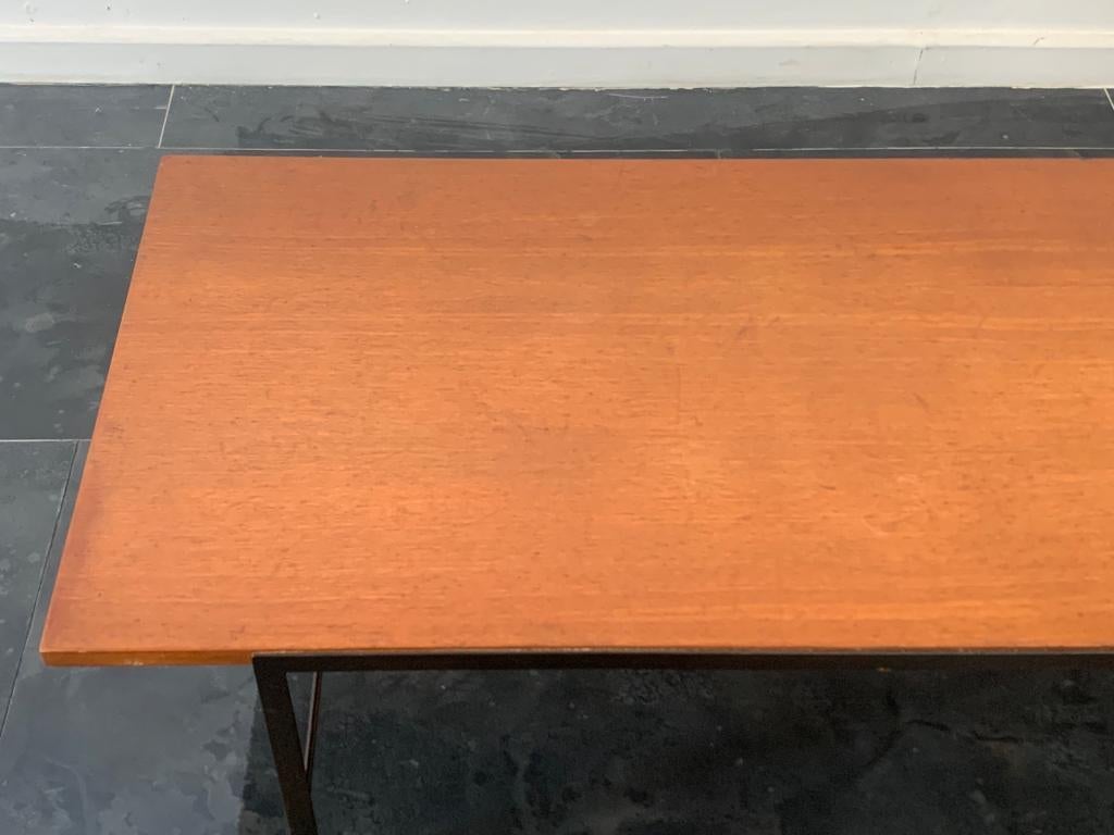 Black Painted Metal Coffee Table with Teak Top from Isa Bergamo, 1960s For Sale 3