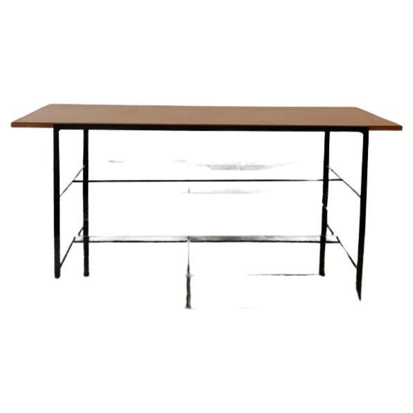 Black Painted Metal Coffee Table with Teak Top from Isa Bergamo, 1960s For Sale