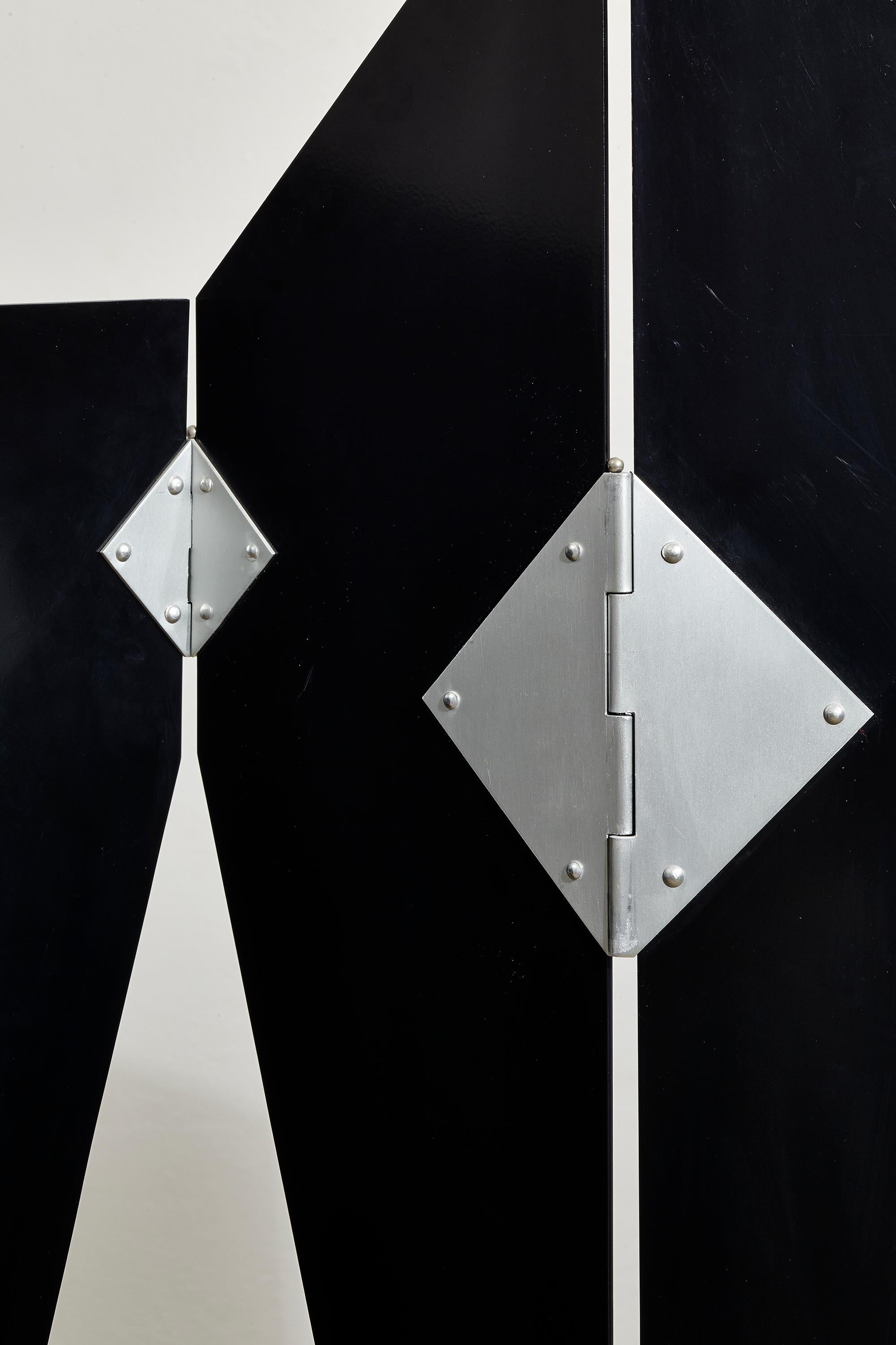 Late 20th Century Black Painted Metal Italian Screen Designed by Bruno Munari for Zanotta, 1990