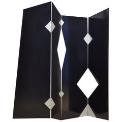 Black Painted Metal Italian Screen Designed by Bruno Munari for Zanotta, 1990