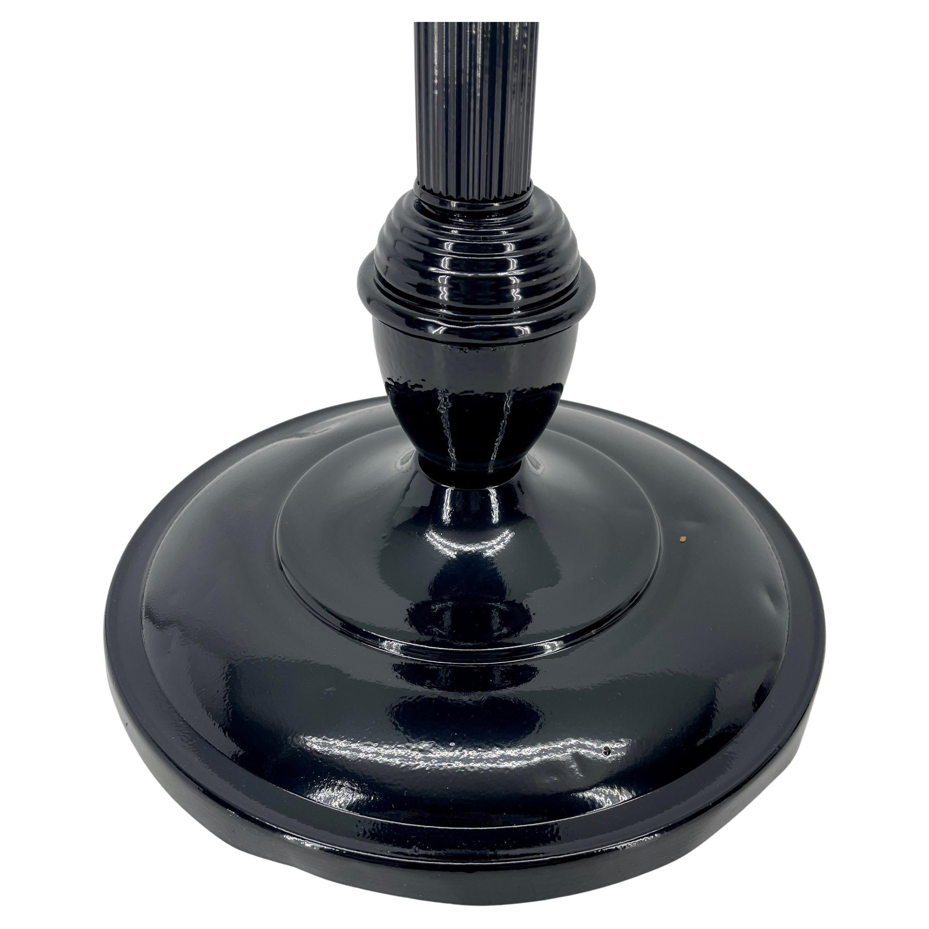 Black Painted Midcentury Floor Ashtray with Ram Sculpture and Amber Glass Tray For Sale 2