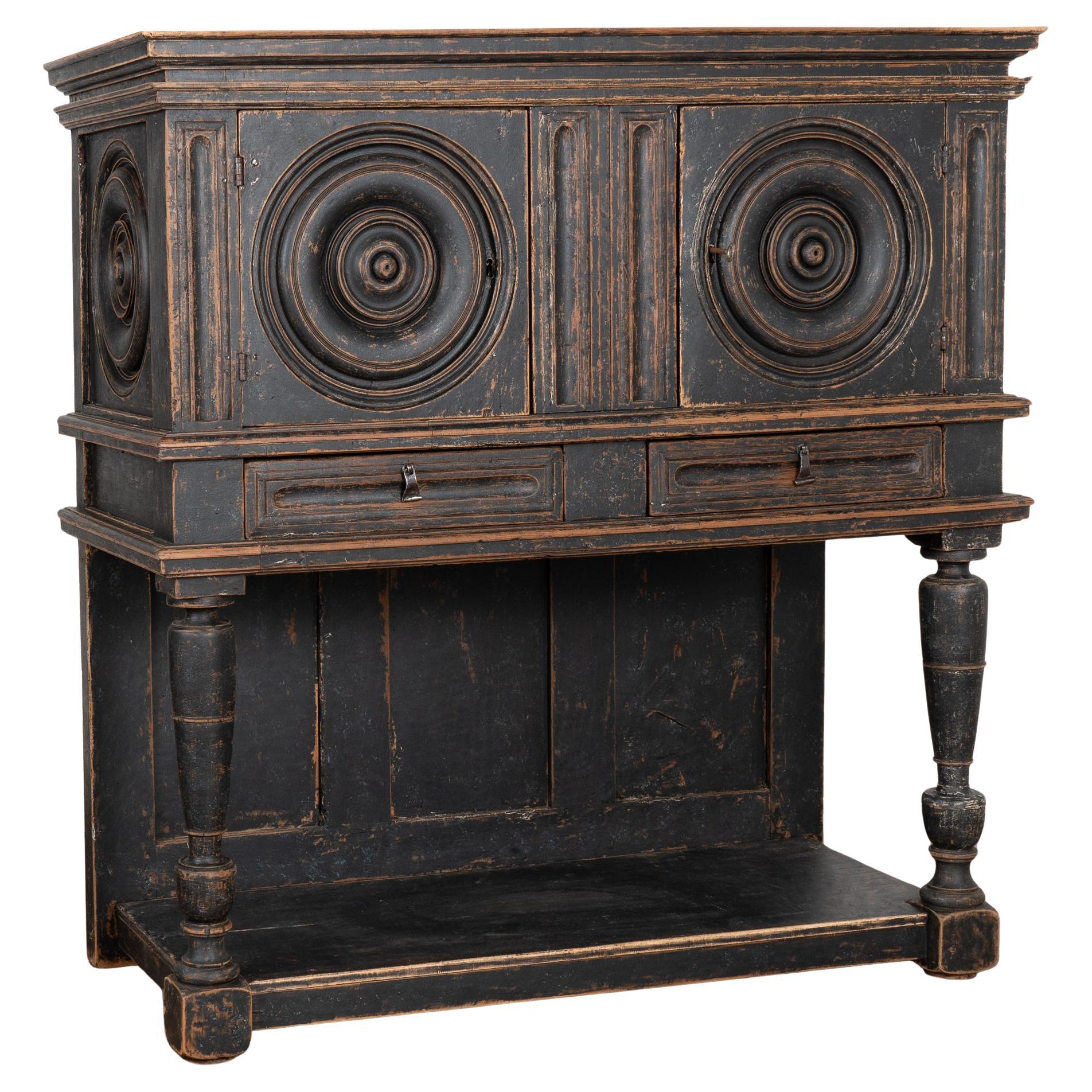 Black Painted Oak Cabinet, Spain circa 1820-40