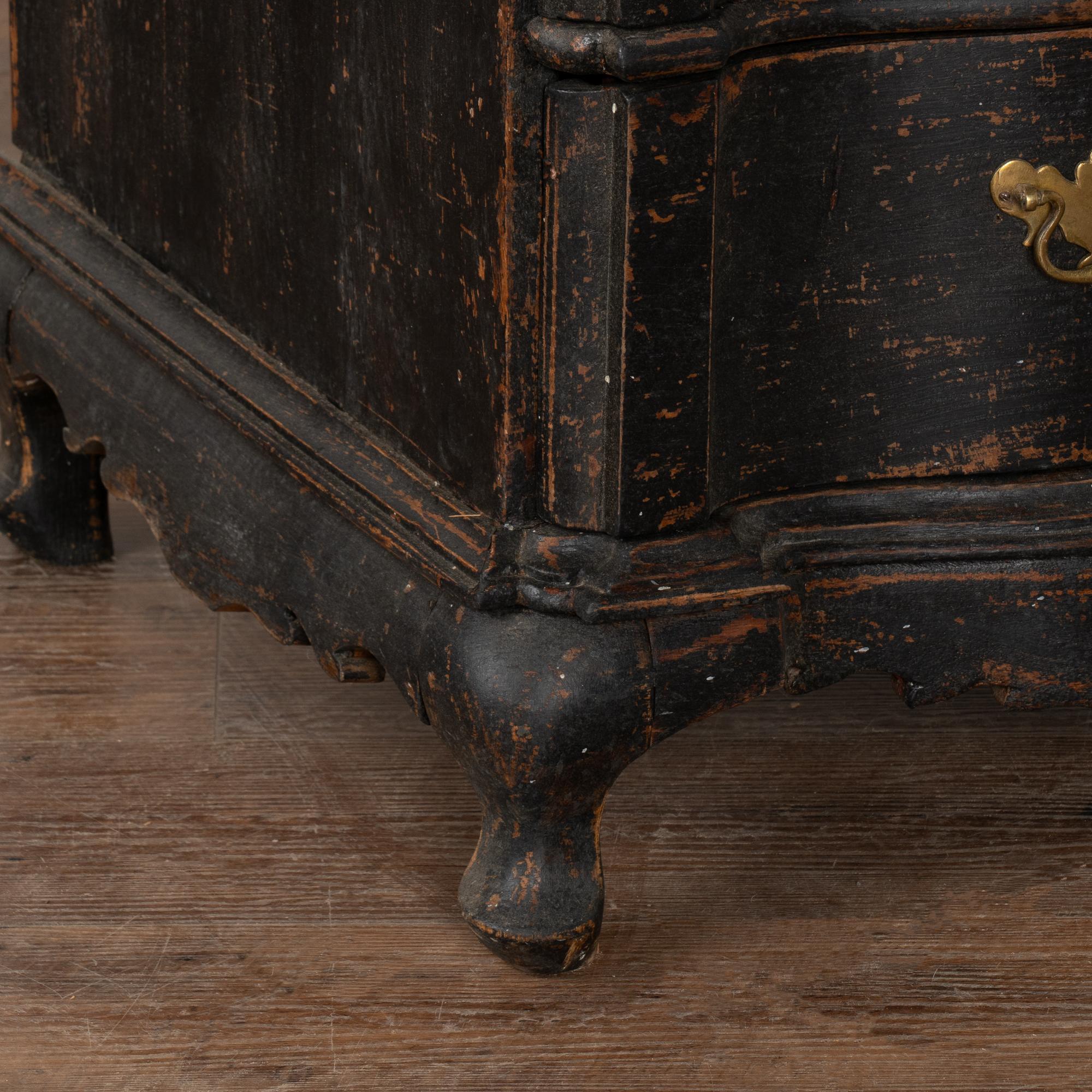 Black Painted Oak Secretary or Bureau from Sweden, circa 1800 3