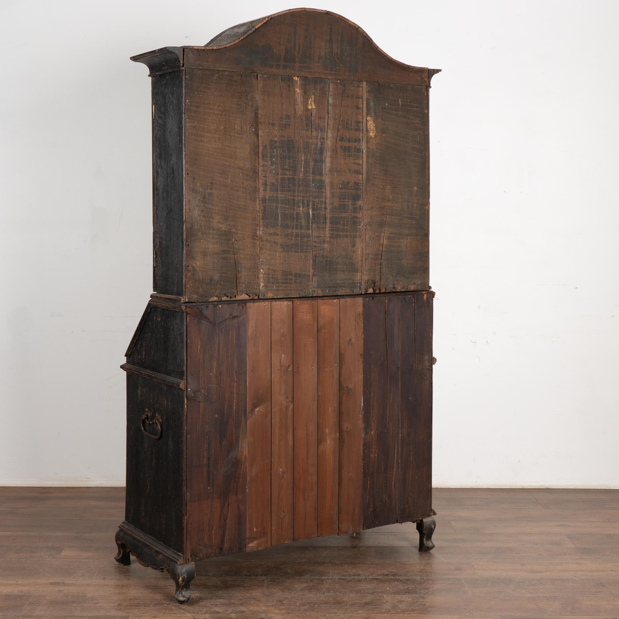 Black Painted Oak Secretary or Bureau from Sweden, circa 1800 4
