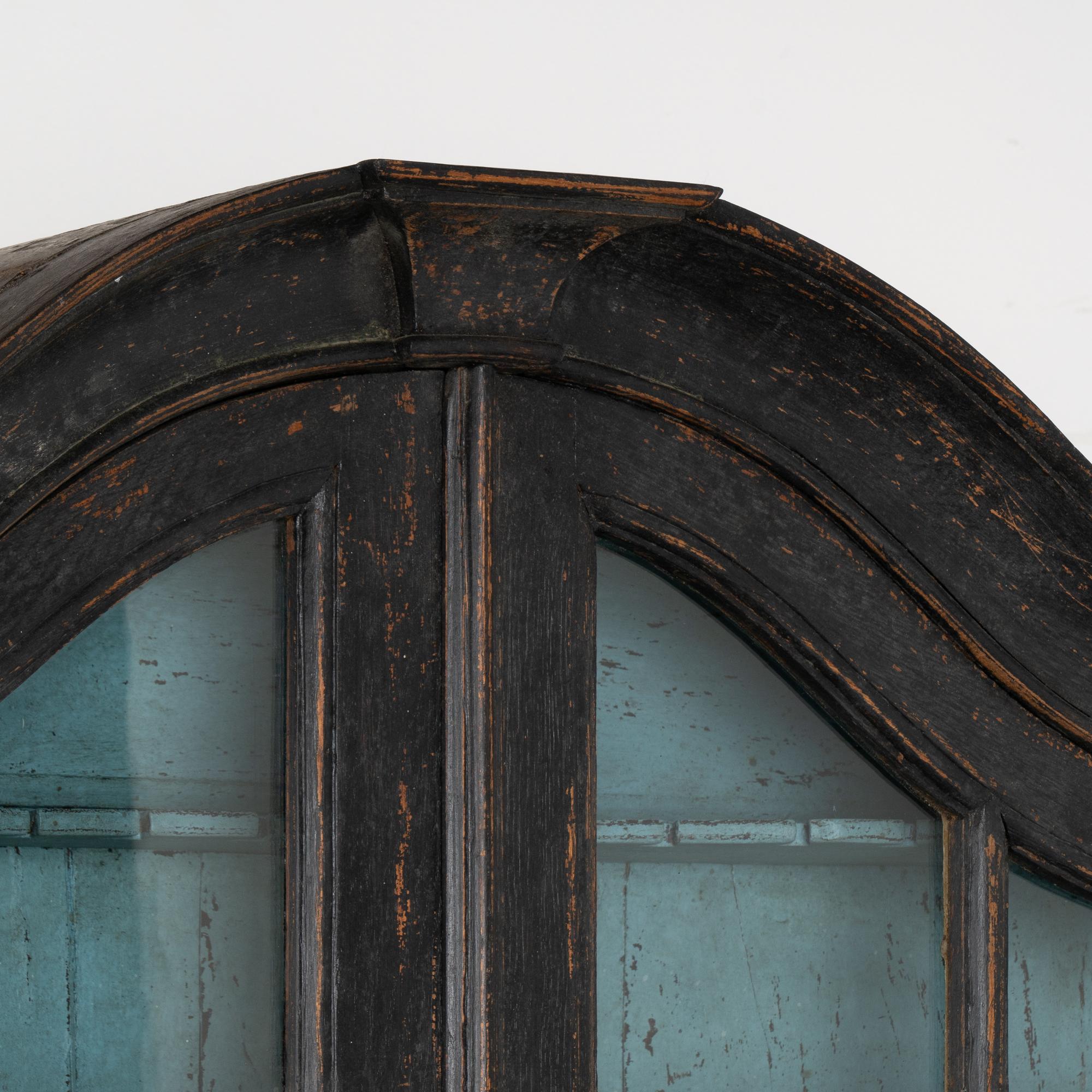 Brass Black Painted Oak Secretary or Bureau from Sweden, circa 1800