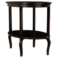 Black Painted Oval End Table
