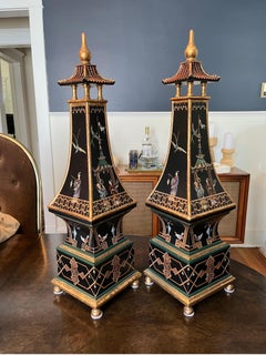 Black Painted Pagoda Form Obelisk