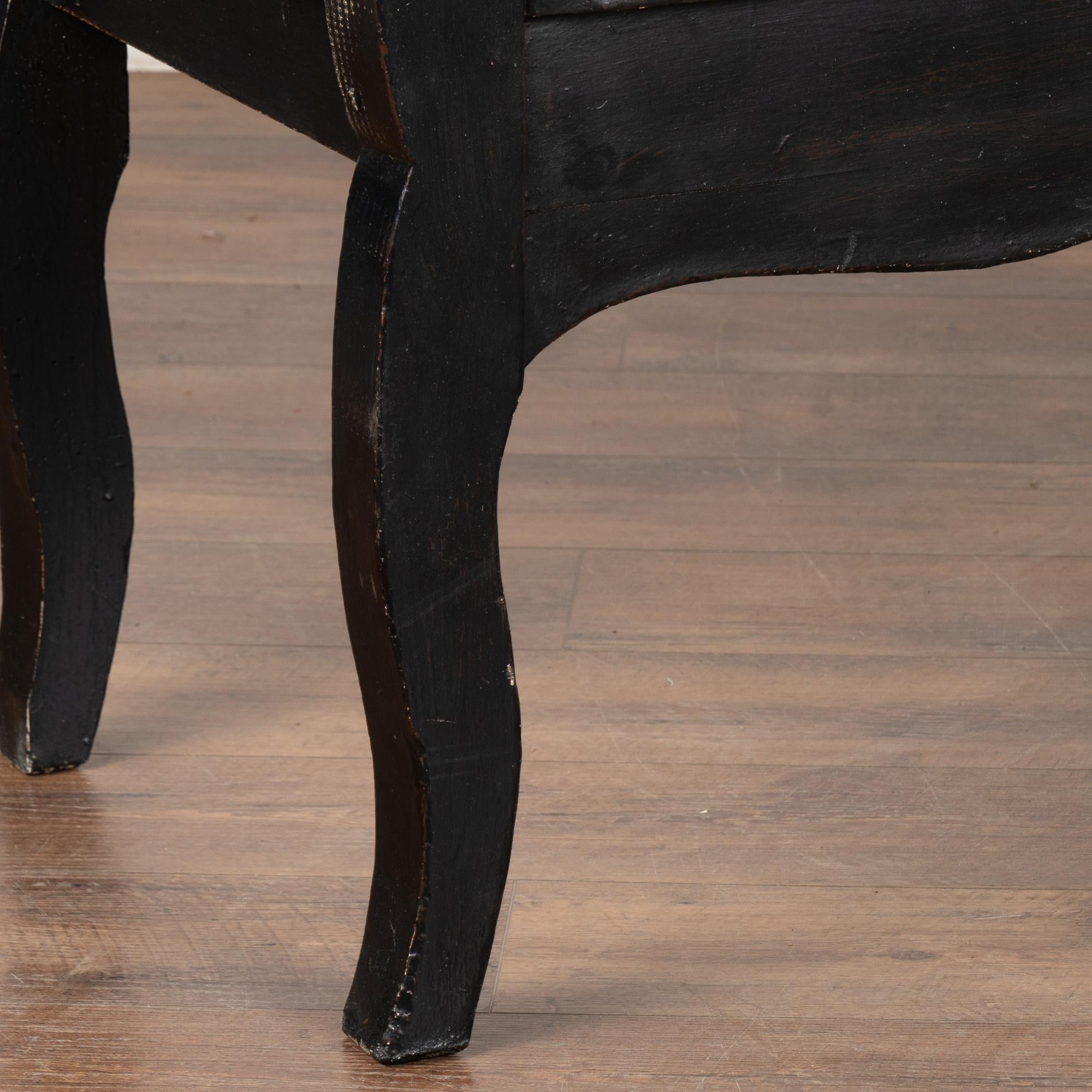 19th Century Black Painted Pine Bench, Hungary circa 1890-1900