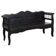 Black Painted Pine Bench, Hungary circa 1890-1900