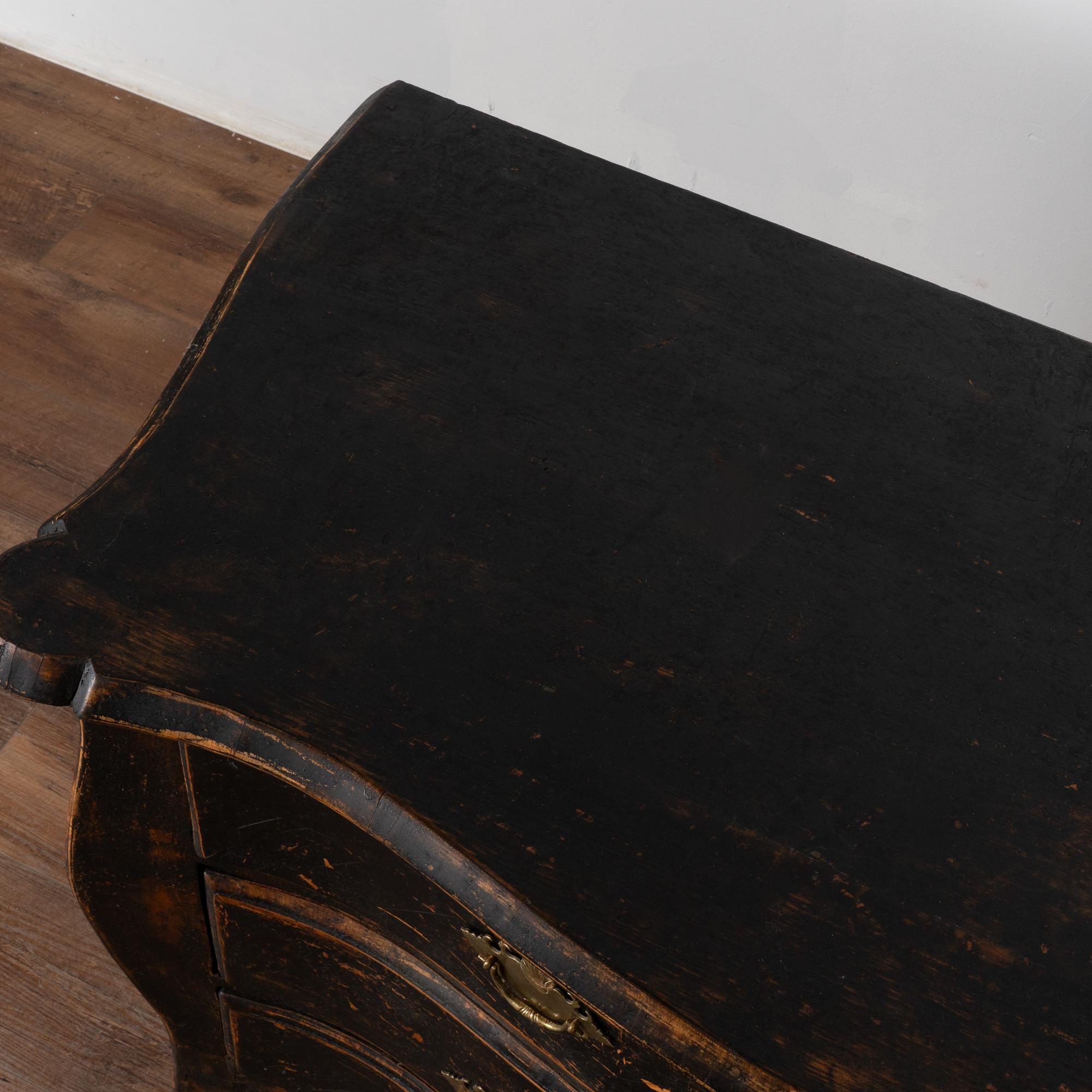 18th Century Black Painted Pine Bombay Chest of Drawers, Sweden circa 1750-1850