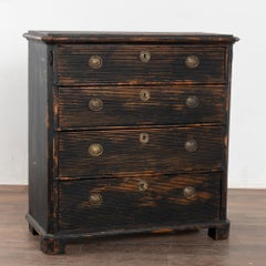 Black Painted Pine Chest of Four Drawers, Sweden circa 1860-80