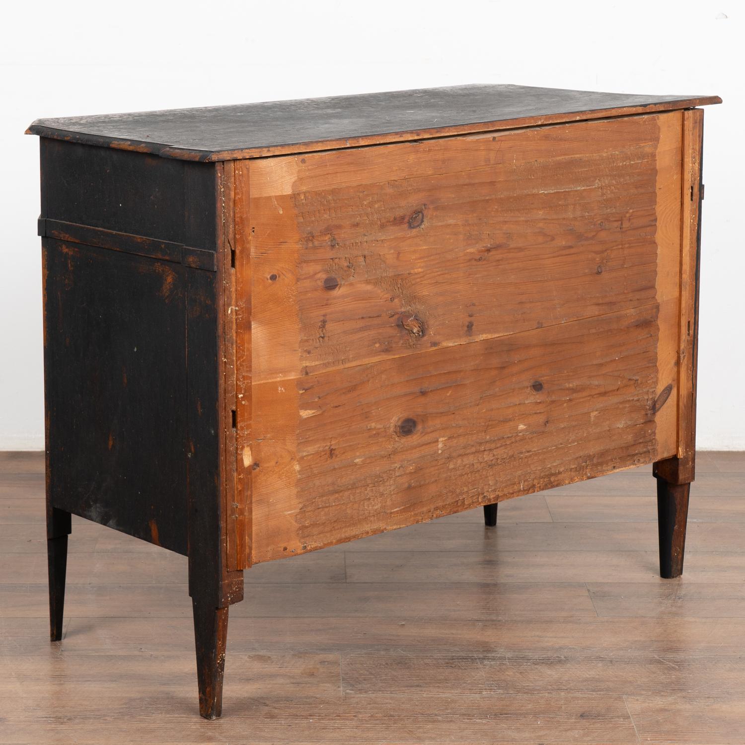 Black Painted Pine Chest of Three Drawers, Sweden circa 1860-80 For Sale 5