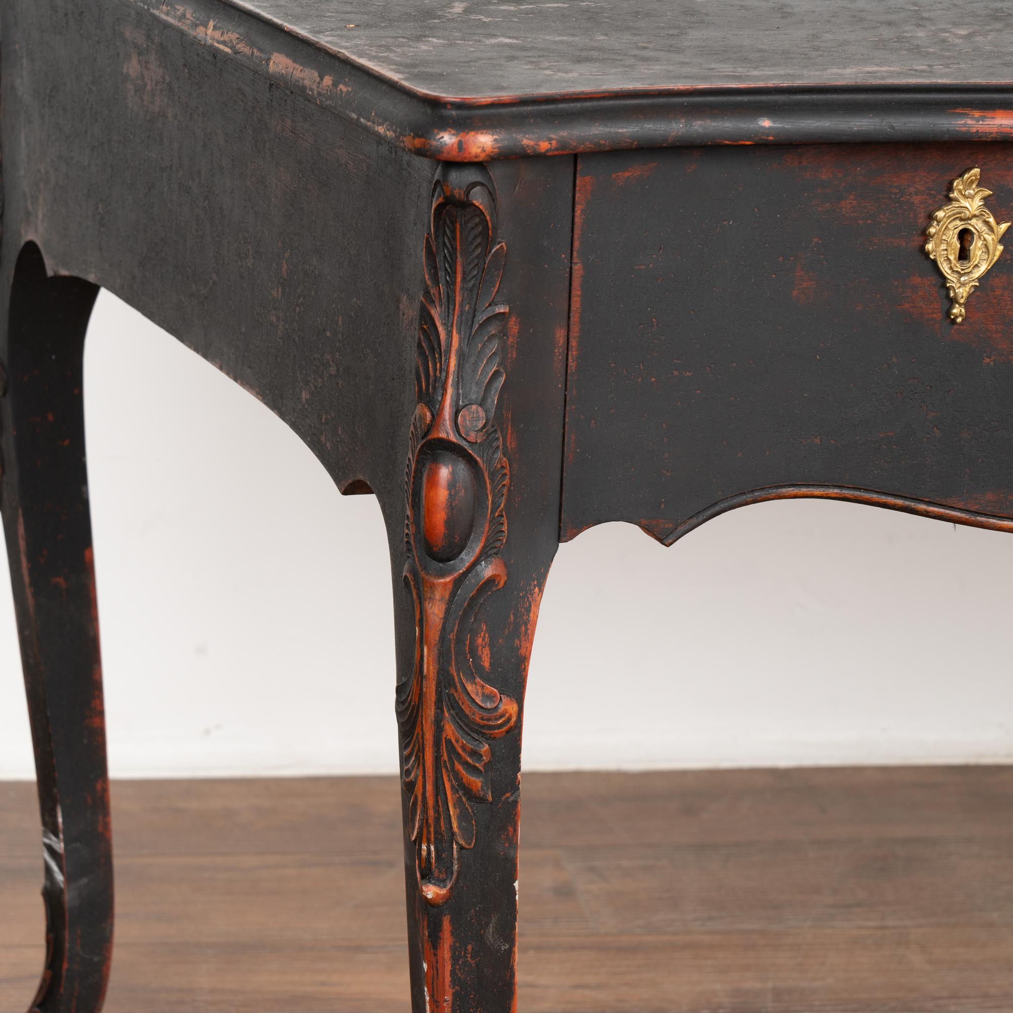 20th Century Black Painted Pine Writing Desk, Sweden 1900's For Sale
